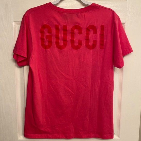 SOLD Gucci Manifesto Logo Women’s Pink T Shirt - Picture 6 of 6